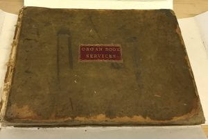 a music manuscript labelled organ book services